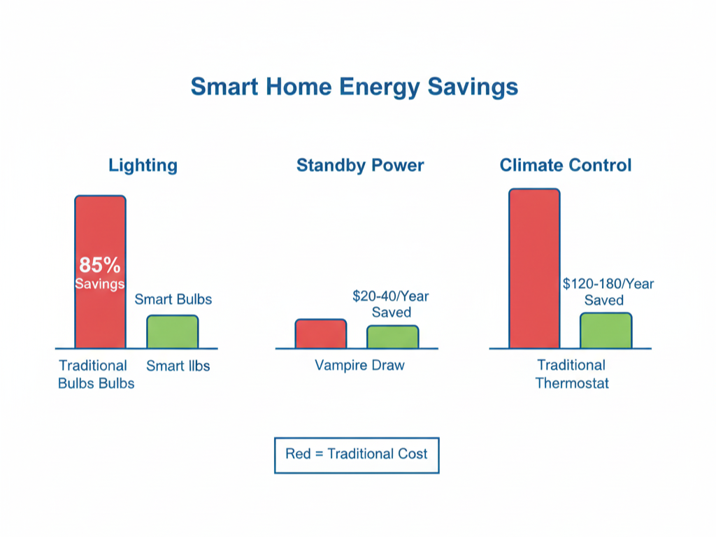 Bar graph showing energy savings from smart home devices