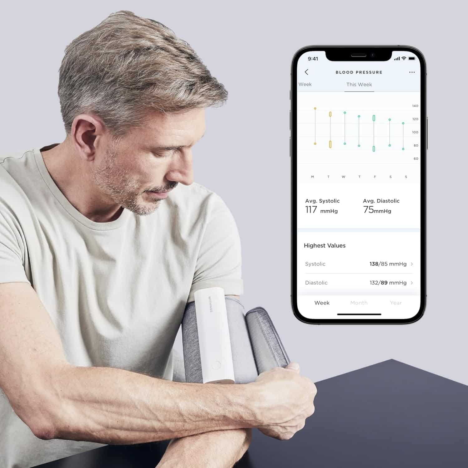 Withings BPM Connect - Digital Blood Pressure Cuff & Heart Rate Monitor - Blood Pressure Machine Arm Cuff, FDA Cleared, FSA/HSA Eligible, IOS & Android