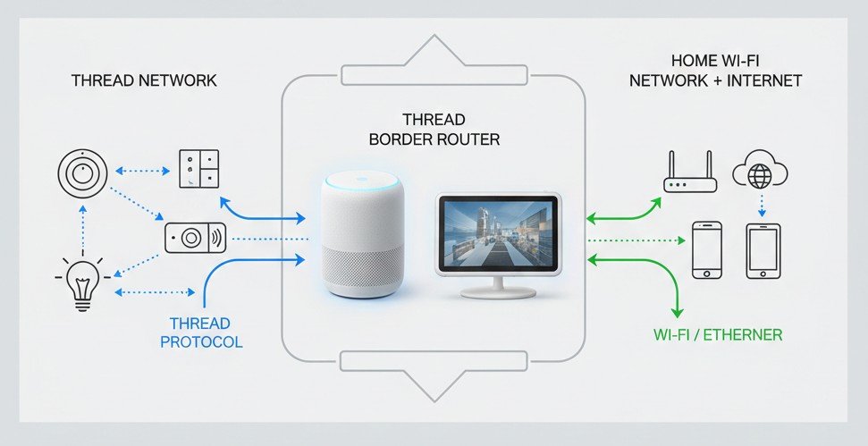 Thread Border Router diagram HomePod Google Nest Hub Thread protocol WiFi bridge