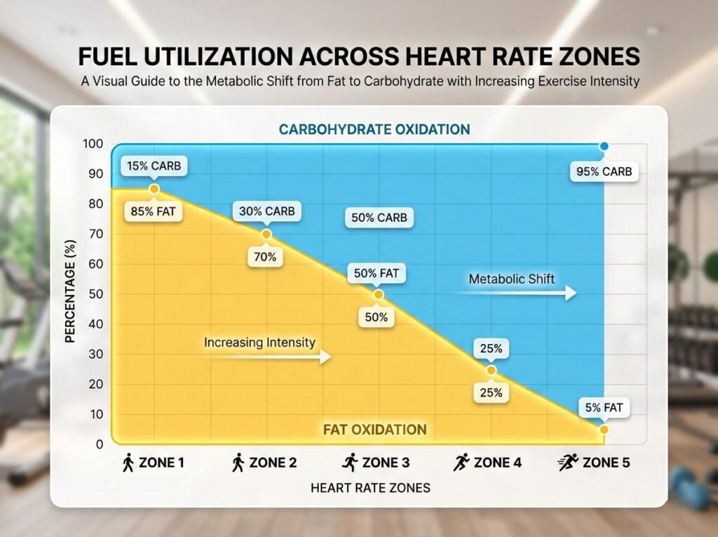 fuel utilization heart rate zones chart fat oxidation carbohydrate metabolism zone 2 aerobic