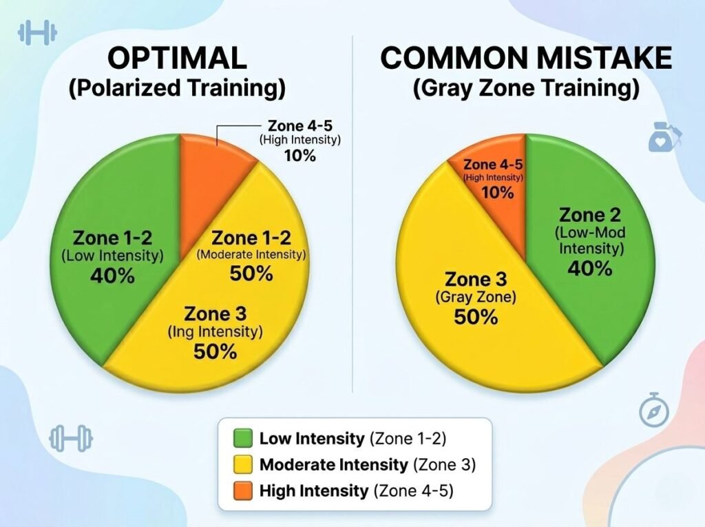 polarized training distribution pie chart zone 2 zone 3 gray zone mistake optimal training